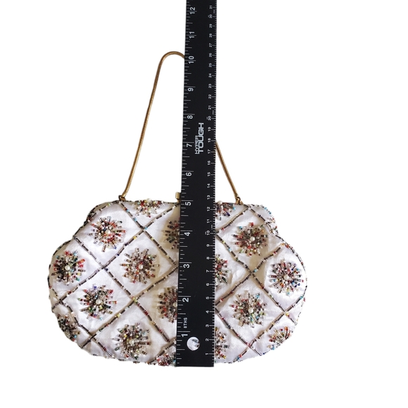 Satin Beaded Clutch /Evening Bag/Formal Events/Prom /Vintage - Picture 7 of 13